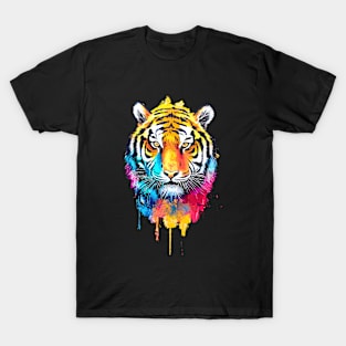 Tiger Wild Nature Animal Colors Paint T-Shirt